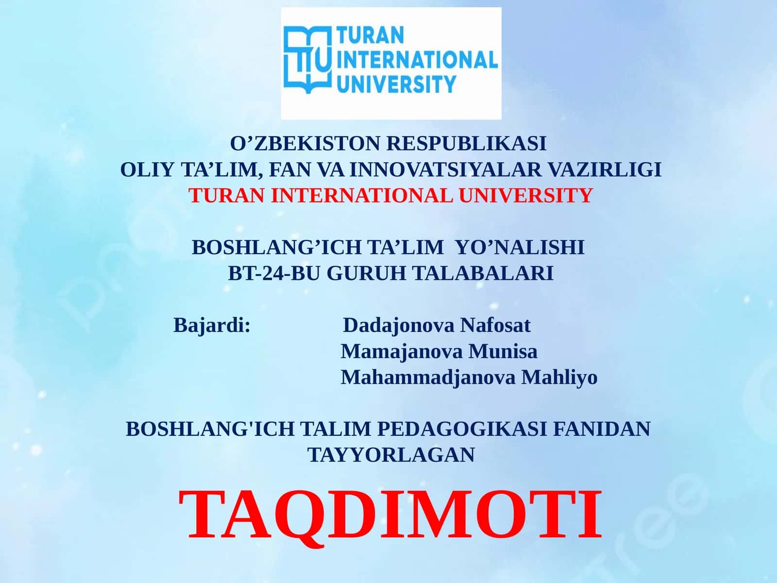 Milliy qadriyatlarning boshlang'ich taʼlimdagi o'rni