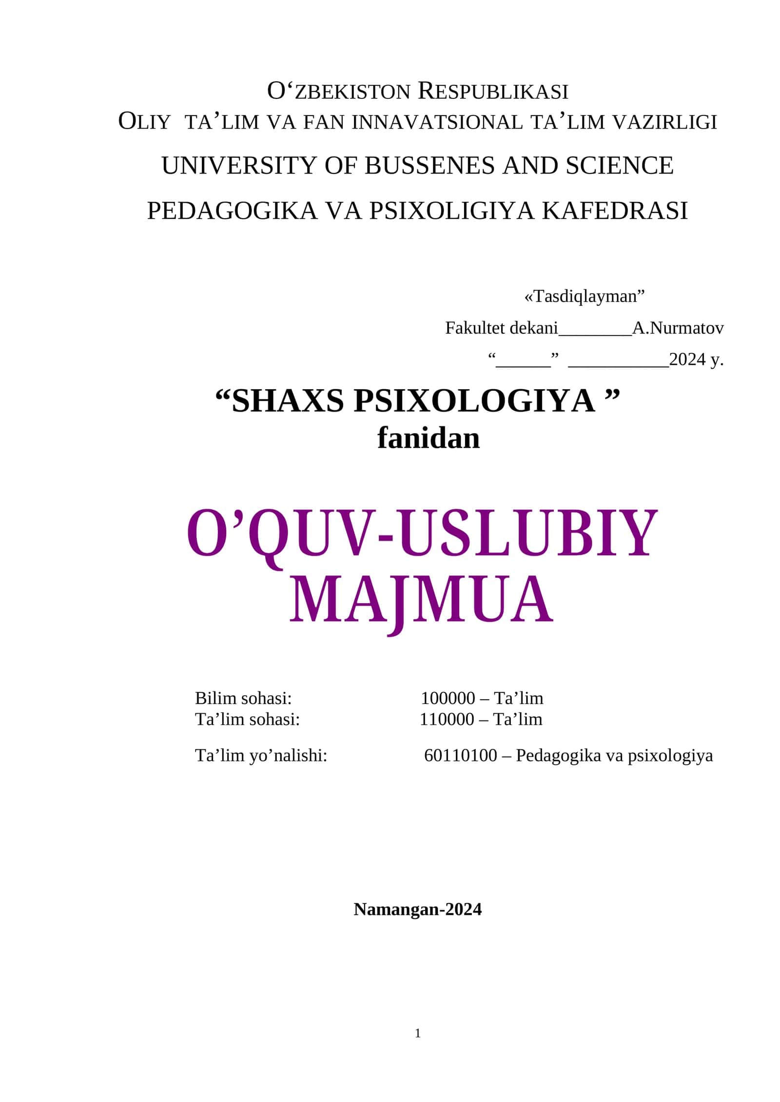 SHAXS PSIXOLOGIYA