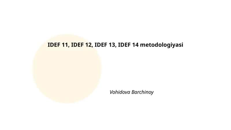 IDEF 11, IDEF 12, IDEF 13, IDEF 14 metodologiyasi