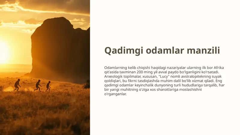 Eng qadimgi odamlar va ularning manzilgohlari prezentatsiya
