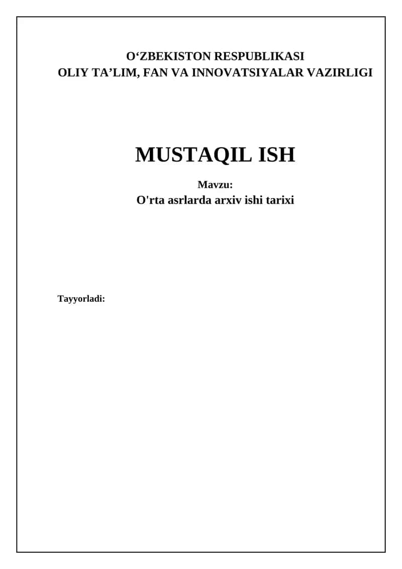 O'rta asrlarda arxiv ishi tarixi