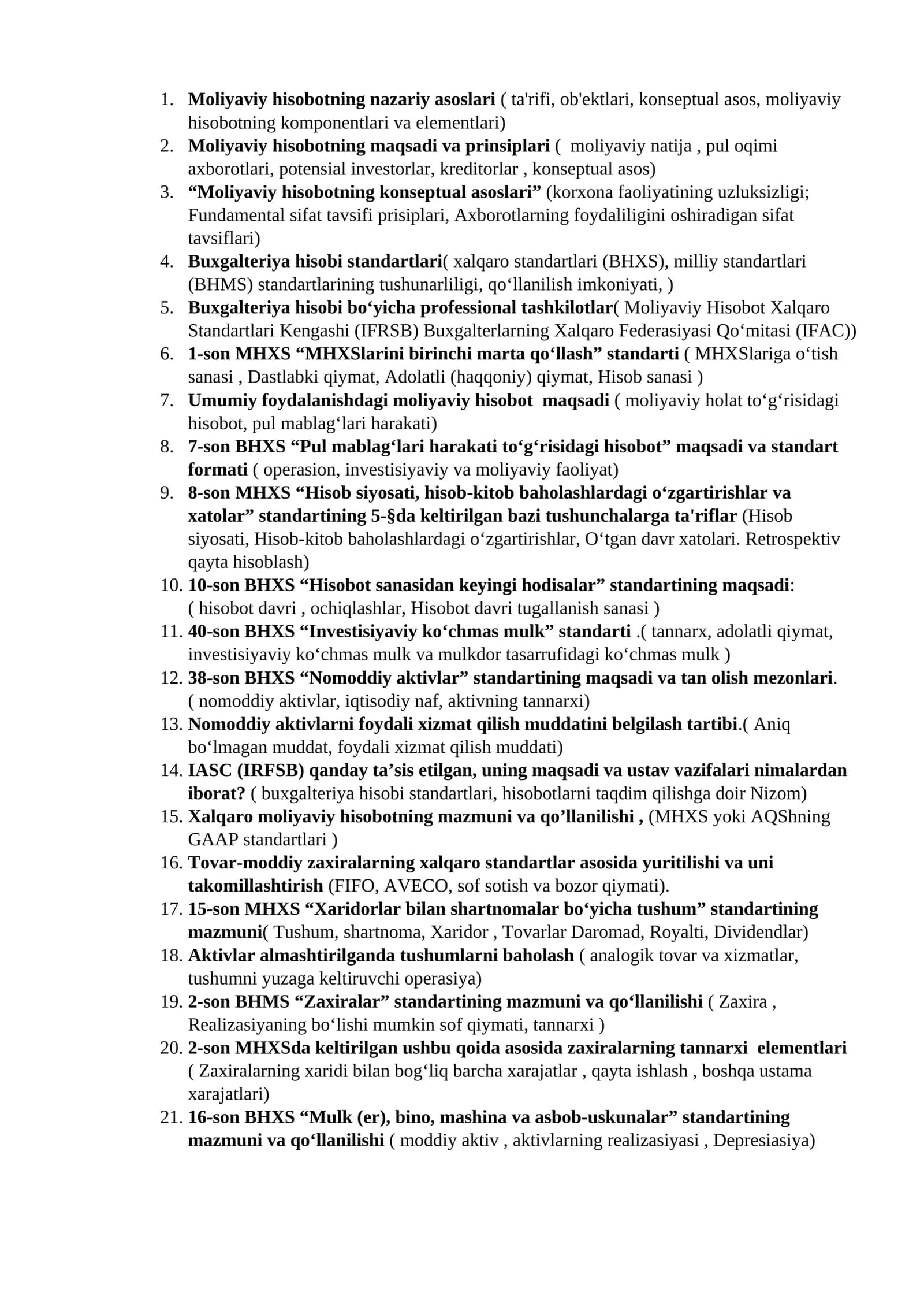 Moliyaviy hisobotning nazariy asoslari