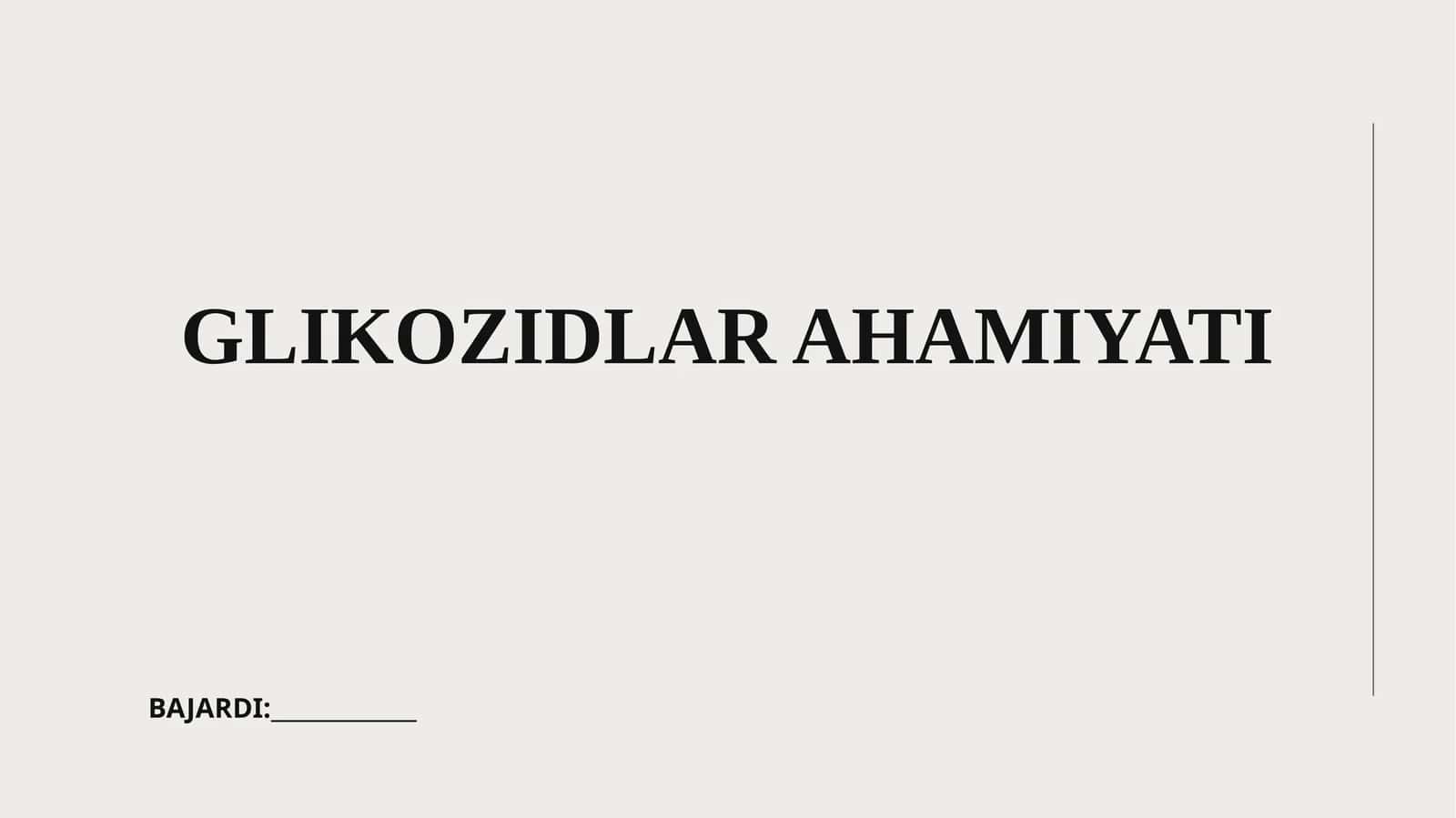GLIKOZIDLAR AHAMIYATI