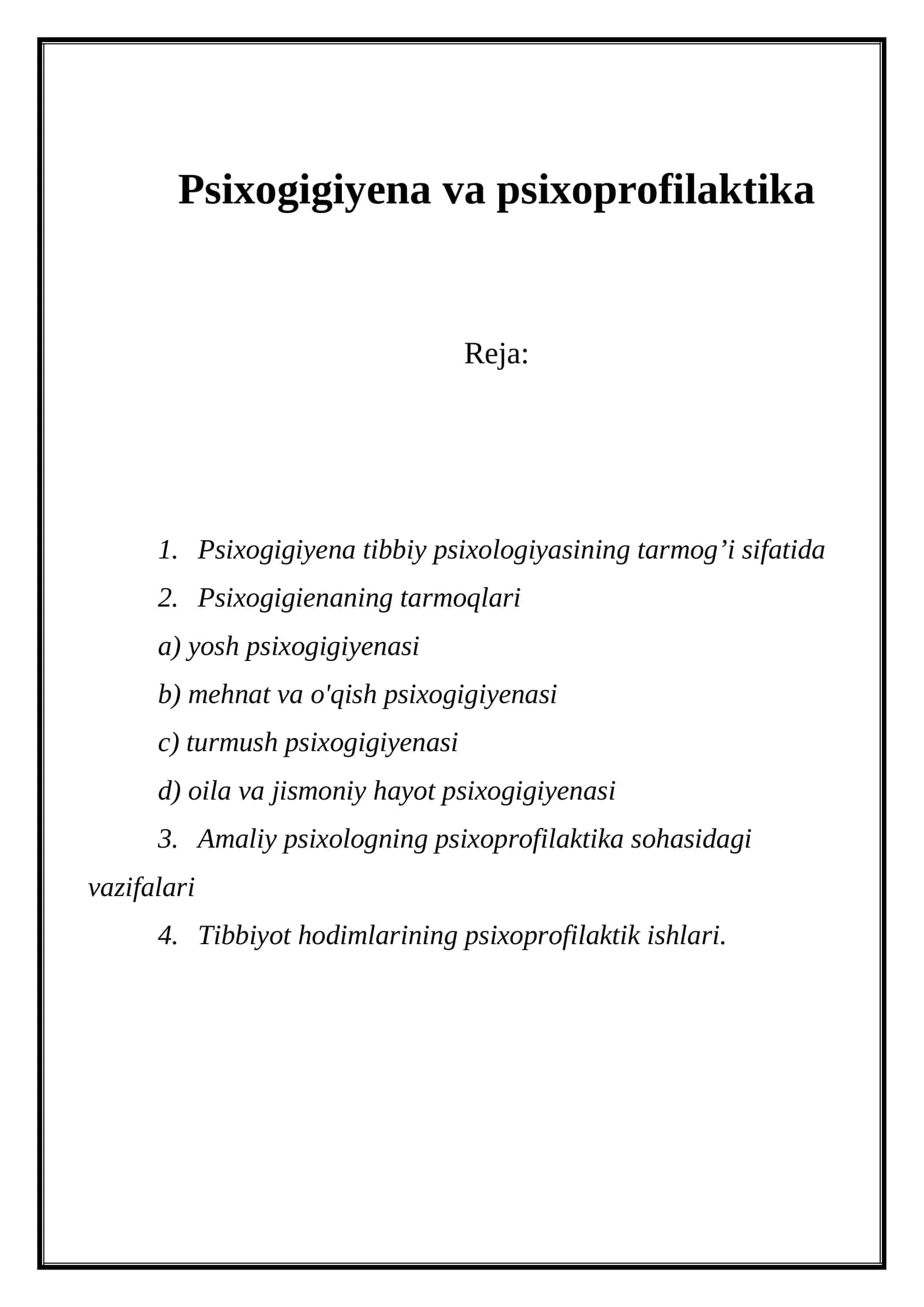 Psixogigiyena va psixoprofilaktika