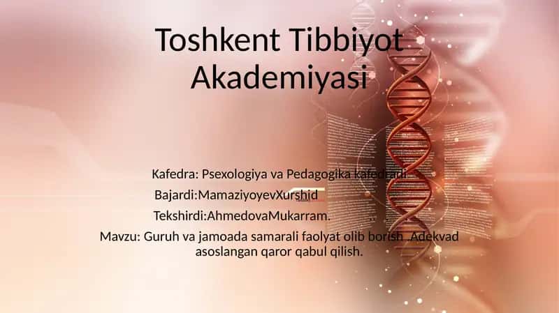 Guruh va jamoada samarali faoliyat olib borish