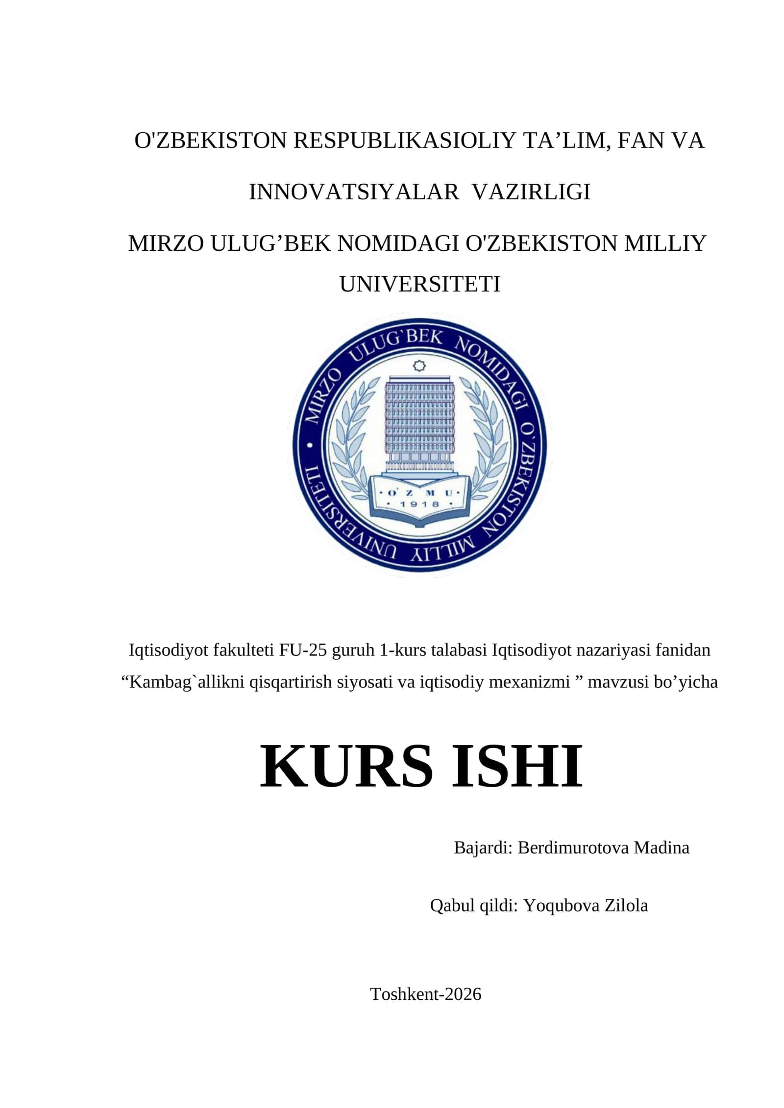Kambag`allikni qisqartirish siyosati va iqtisodiy mexanizmi