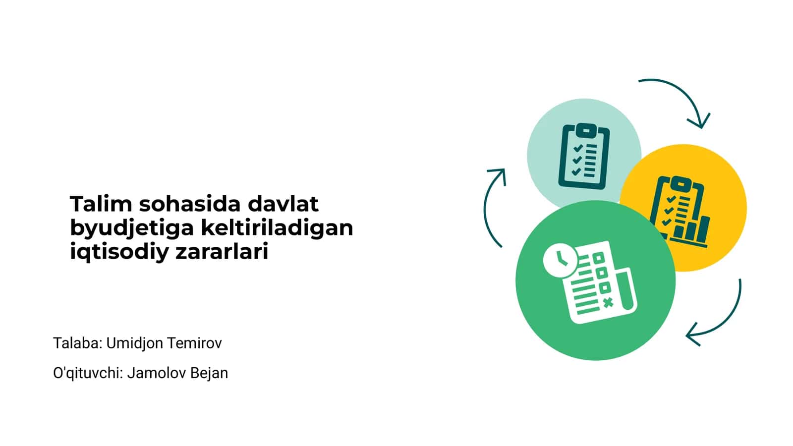 Talim sohasida davlat byudjetiga keltiriladigan iqtisodiy zararlari