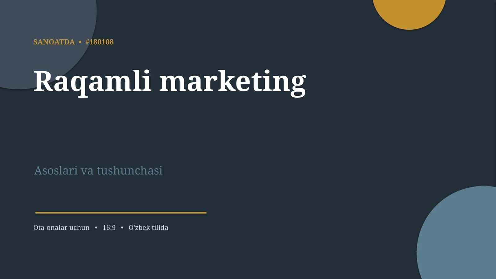 #180108 Raqamli marketing Asoslari va Tushunchasi