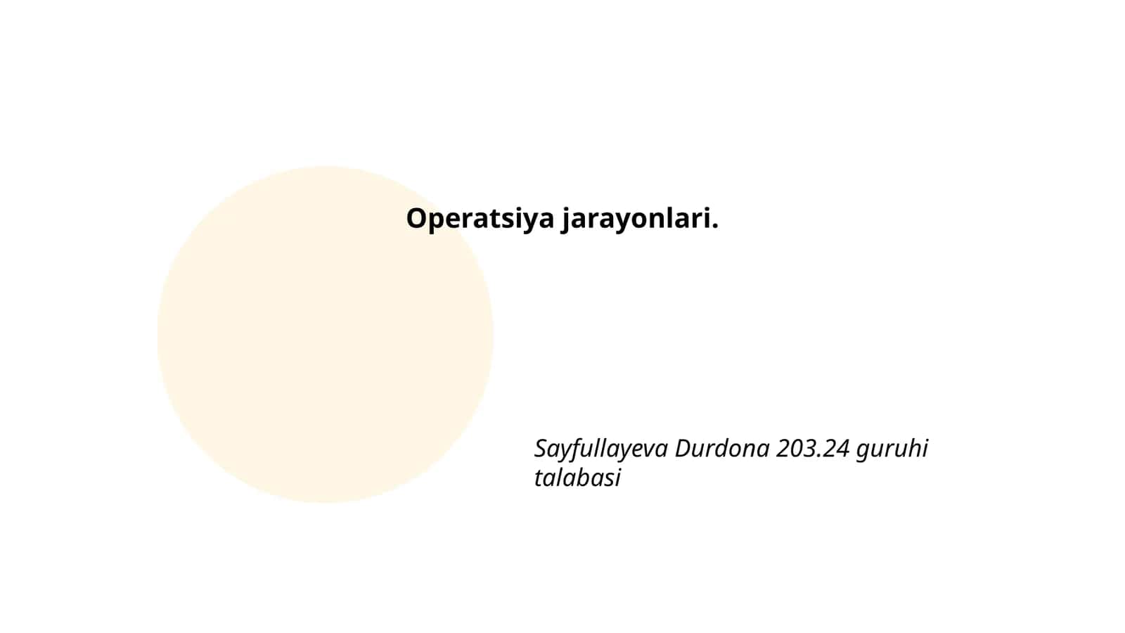 Operatsiya jarayonlari