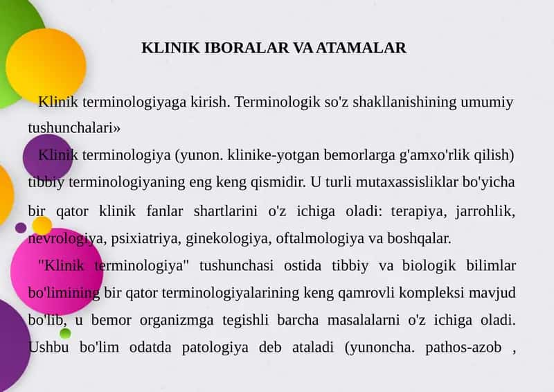 KLINIK IBORALAR VA ATAMALAR