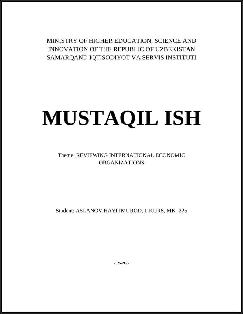 International Economic Organizations Review