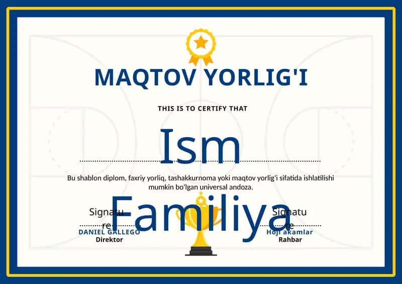 MAQTOV YORLIG'I shablon tayyor andoza