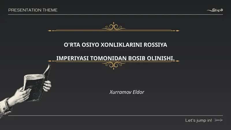 OʻRTA OSIYO XONLIKLARINI ROSSIYAIMPERIYASI TOMONIDAN BOSIB OLINISHI