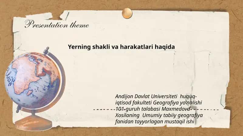 Umumiy tabiiy geografiya fanidan mustaqil ish