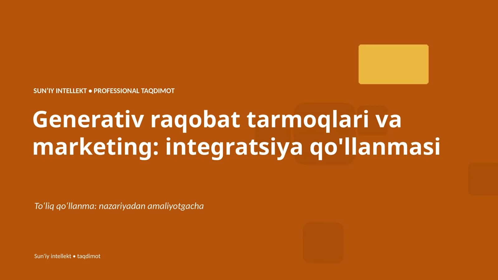 Generativ raqobat tarmoqlari va marketing: integratsiya qo'llanmasi
