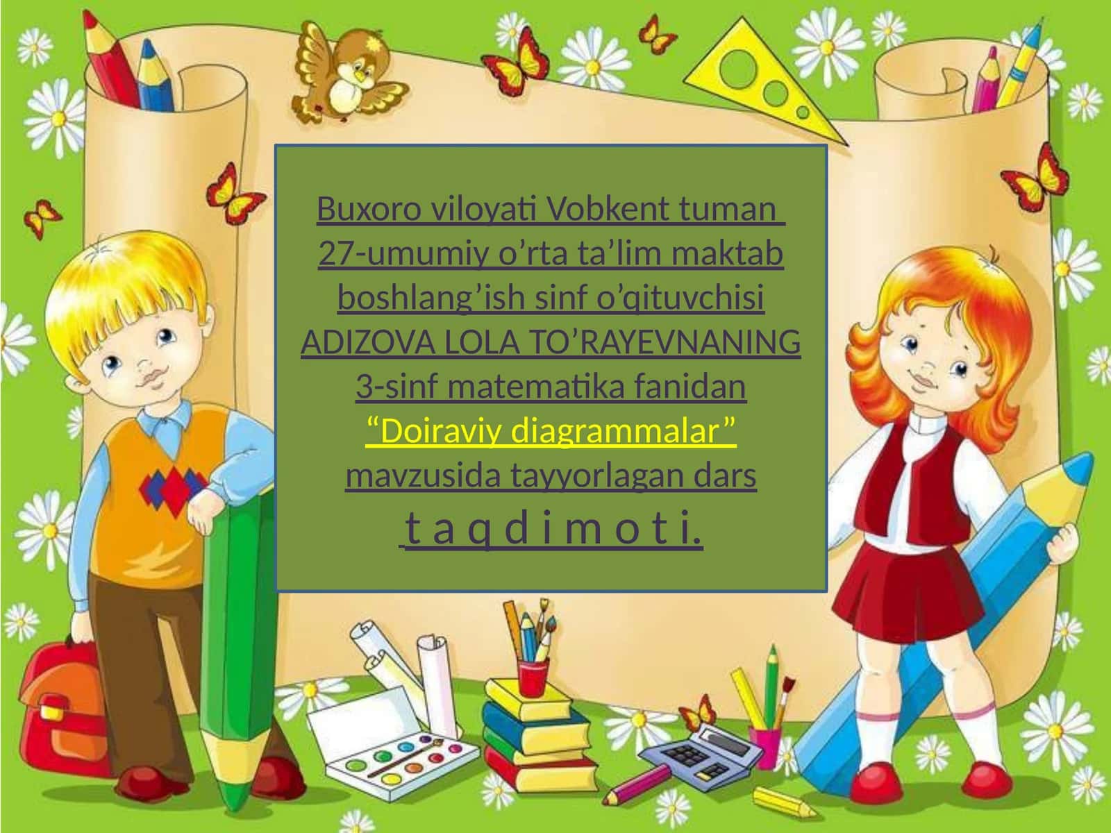 3-sinf Matematika Doiraviy diagrammalar dars taqdimoti