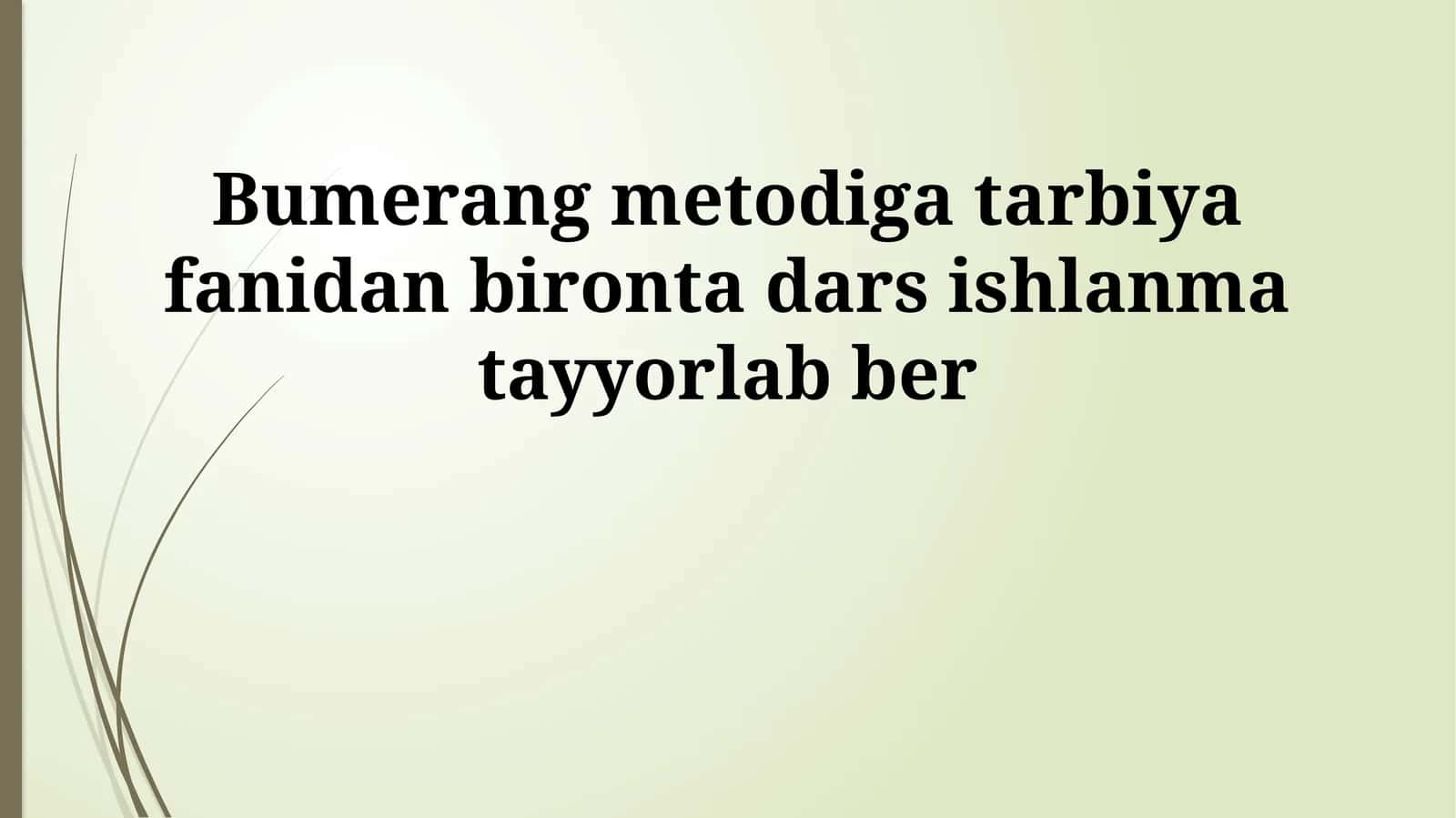 Bumerang metodiga tarbiya fanidan bironta dars ishlanma