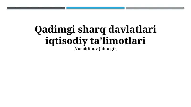 Qadimgi sharq davlatlari iqtisodiy taʼlimotlari