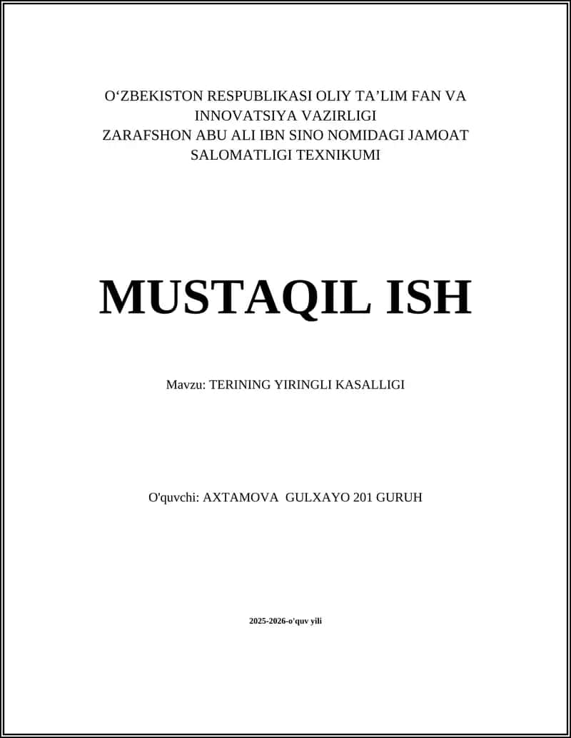 TERINING YIRINGLI KASALLIGI