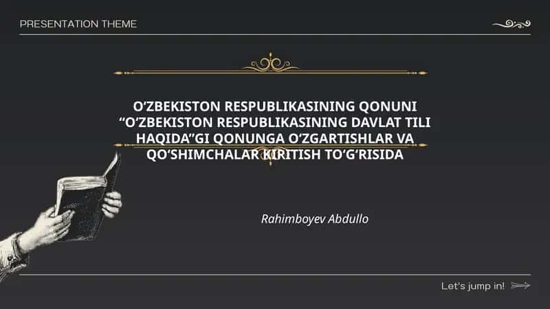 O‘ZBEKISTON RESPUBLIKASINING DAVLAT TILI HAQIDA