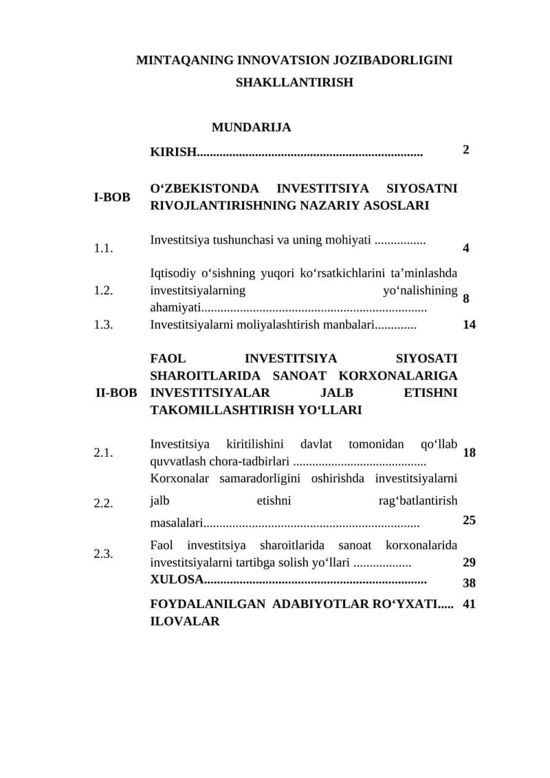 MINTAQANING INNOVATSION JOZIBADORLIGINI SHAKLLANTIRISH