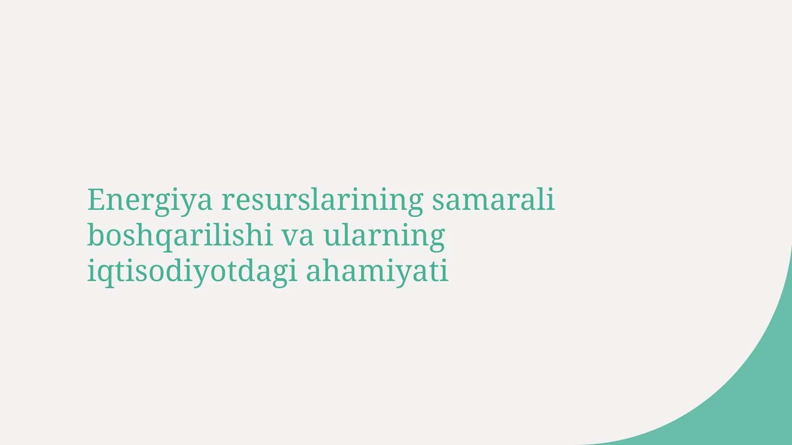 Energiya Resurslarini Boshqarish