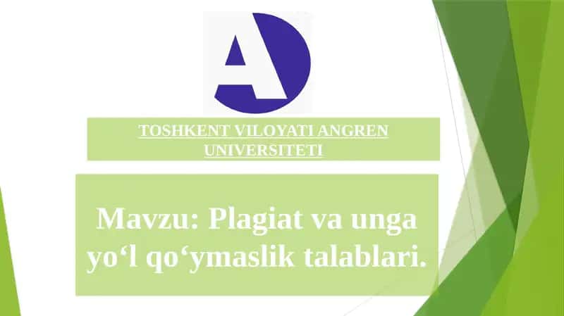 Plagiat va unga yo‘l qo‘ymaslik talablari