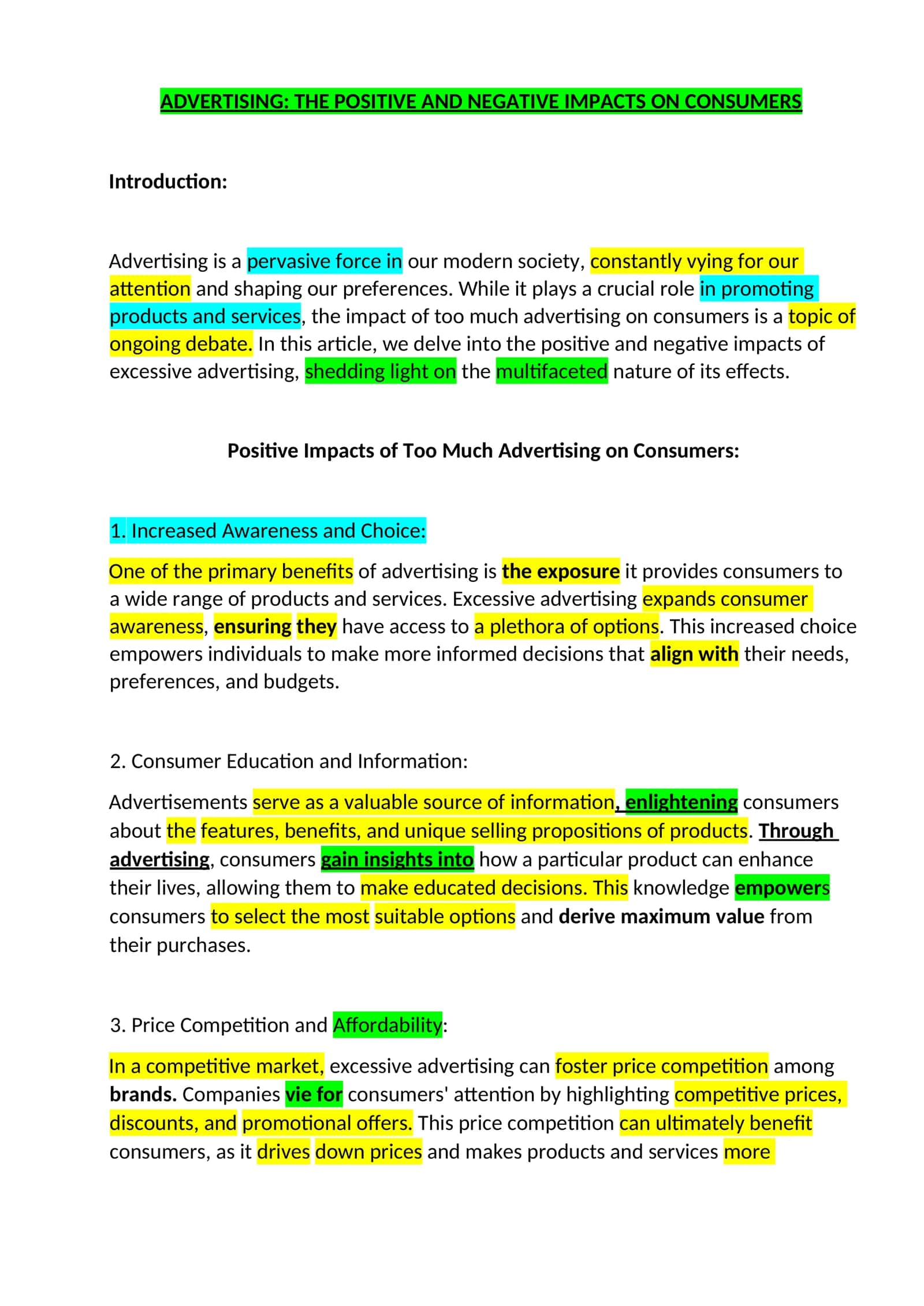Positive and Negative Impacts of Advertising on Consumers