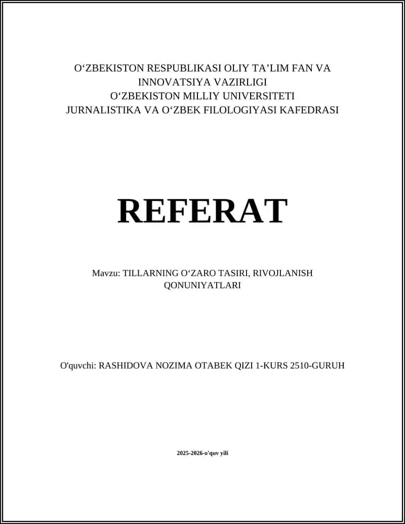 Tillarning O‘zaro Ta‘siri