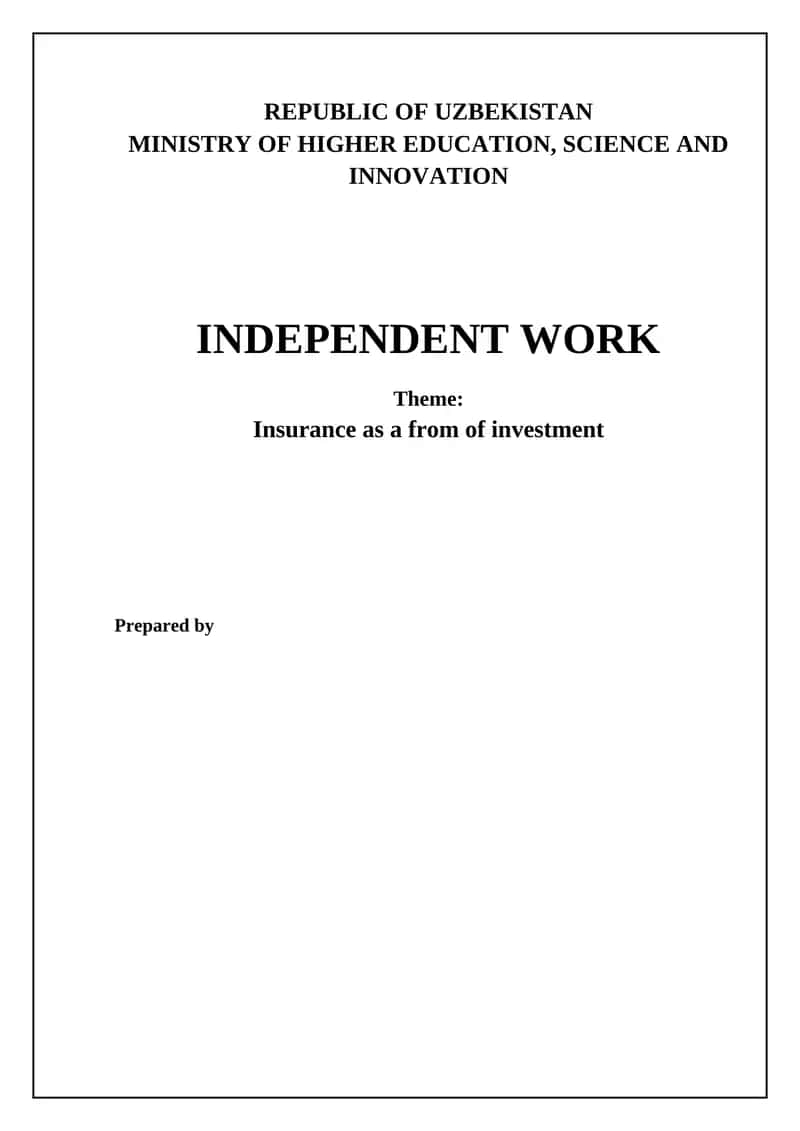 Insurance as Investment