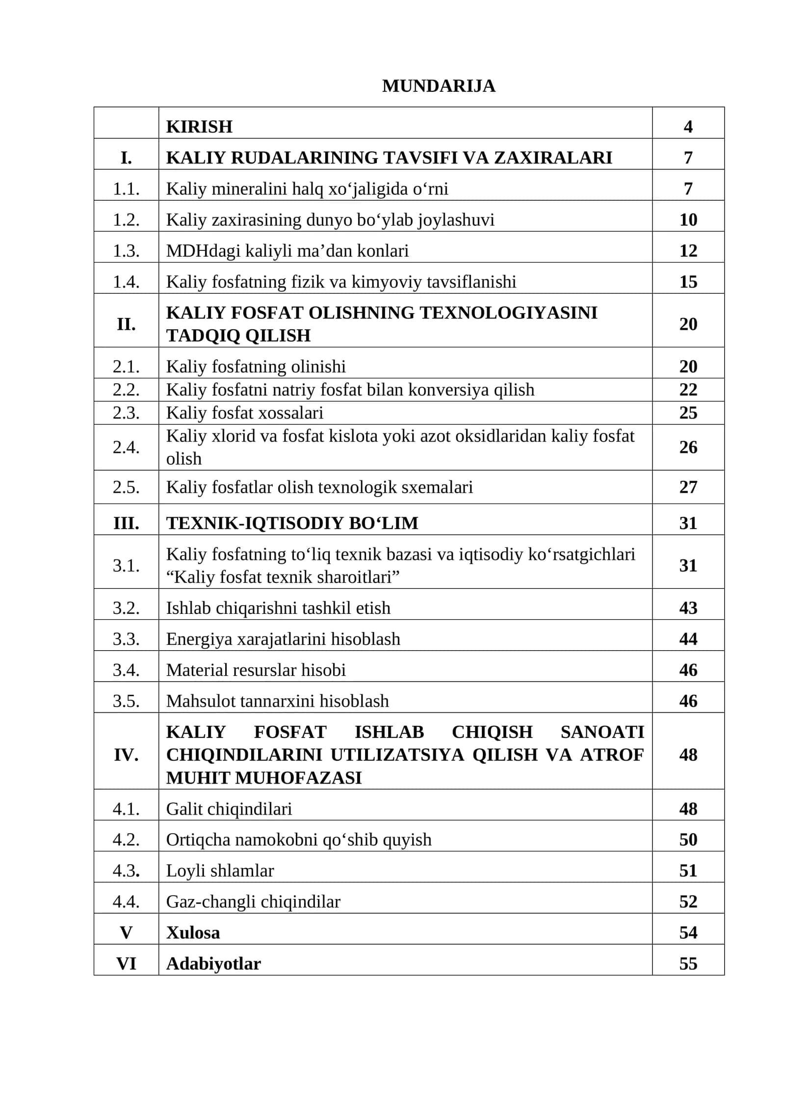 Kaliy fosfat olish texnologik konstruksiyasi innovatsion texnologiyalar asosida takomillashtirish