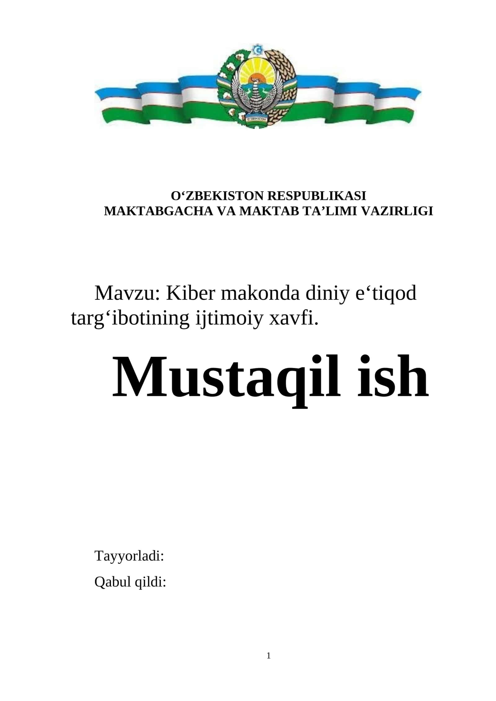 Kiber makonda diniy e‘tiqod targ‘ibotining ijtimoiy xavfi.