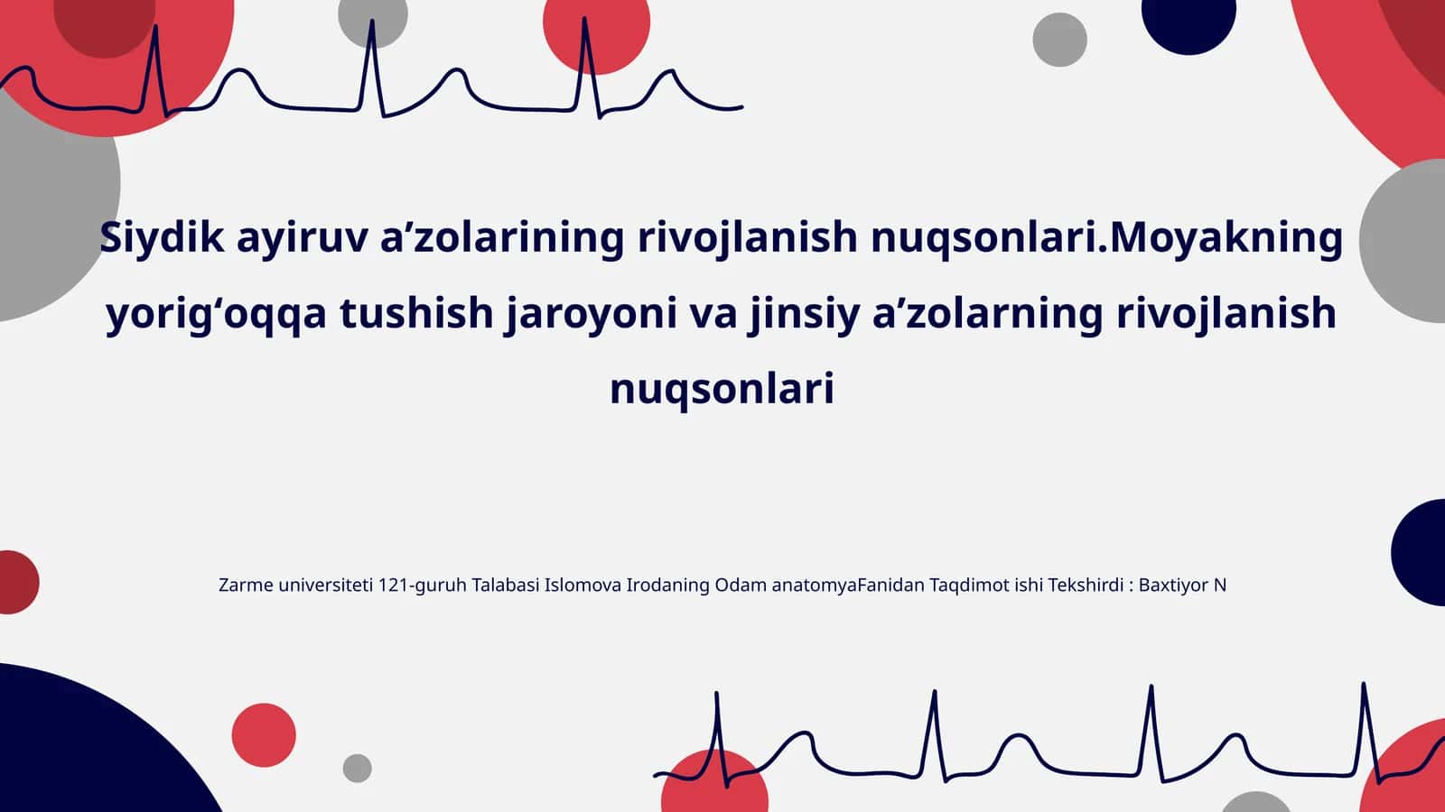Siydik ayiruv a’zolarining rivojlanish nuqsonlari