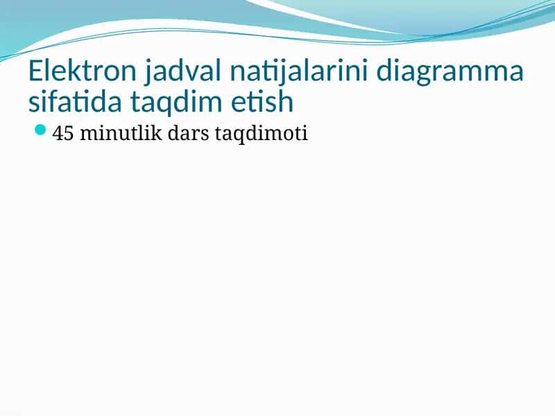 Elektron jadval natijalarini diagramma sifatida taqdim etish