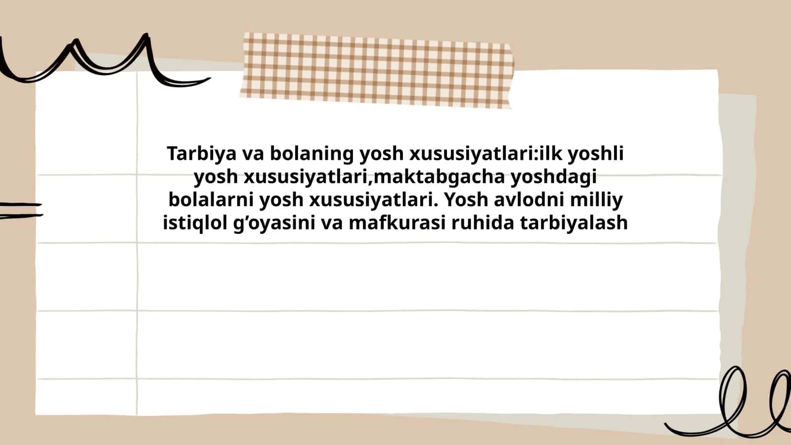 Tarbiya va bolaning yosh xususiyatlari
