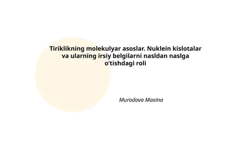 Tiriklikning molekulyar asoslar