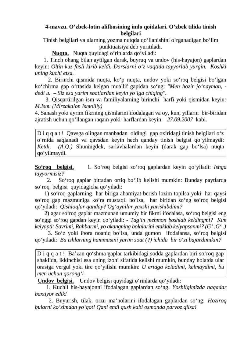 O’zbek-lotin alifbosining imlo qoidalari