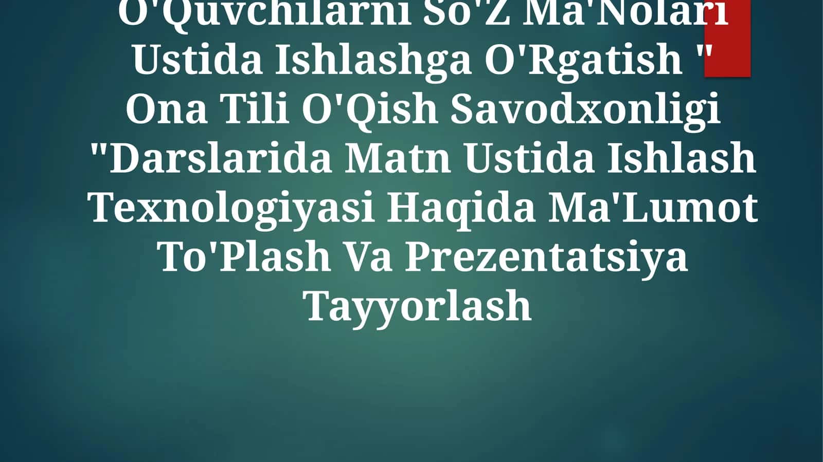 Ona Tili O'Qish Savodxonligi
