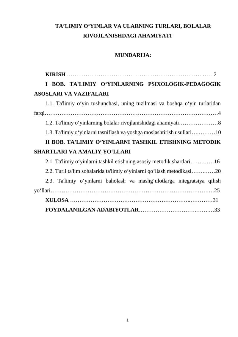 Ta'limiy o‘yinlar va ularning turlari