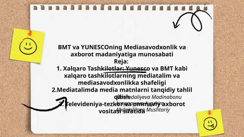 BMT va YUNESCOning Mediasavodxonlik va axborot madaniyatiga munosabati
