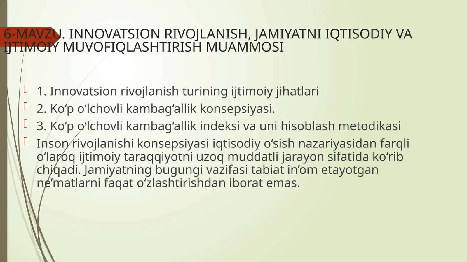 Innovatsion rivojlanishning ijtimoiy va ijtimoiy muhofazalash muammosi