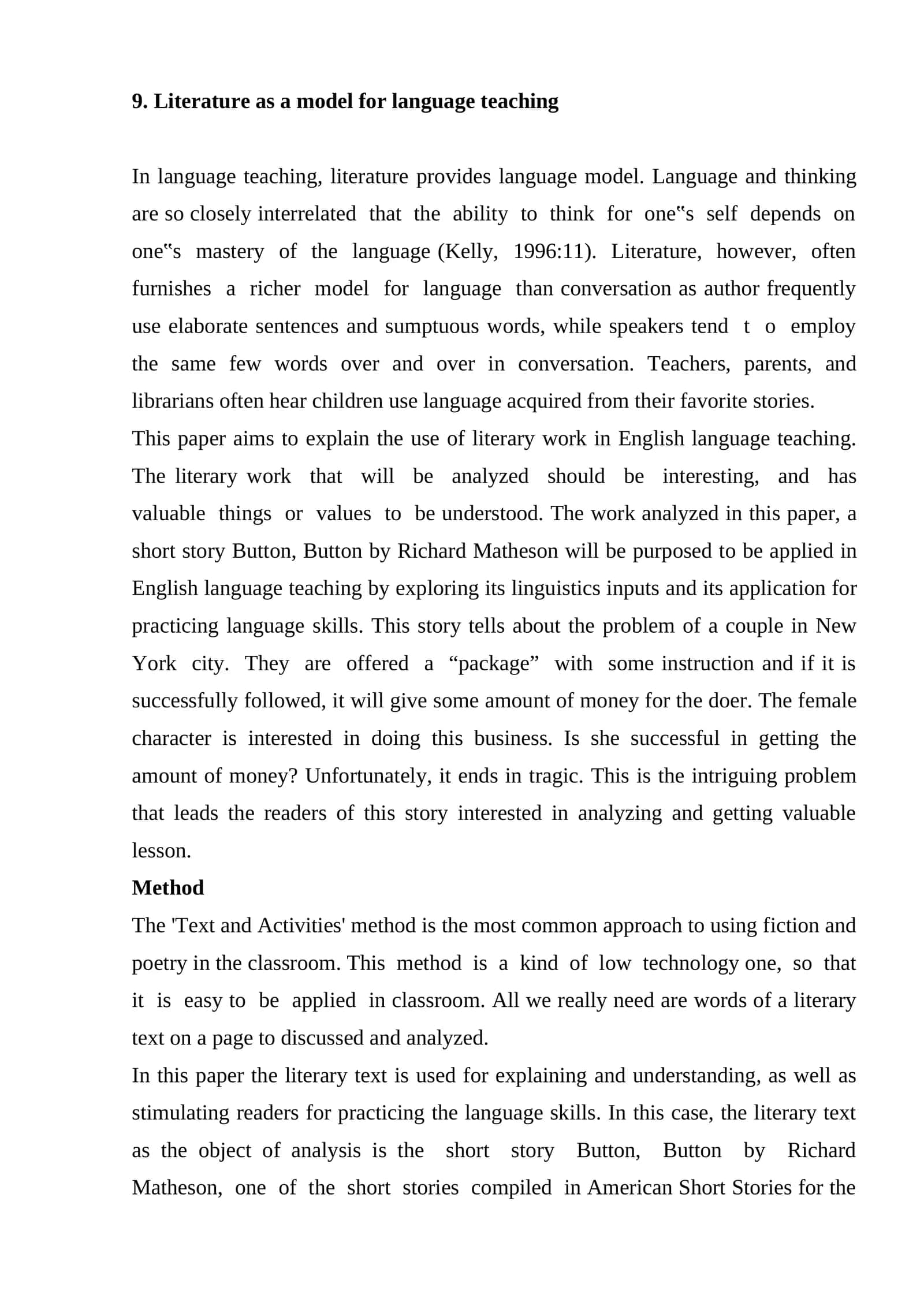 Literature as a model for language teaching