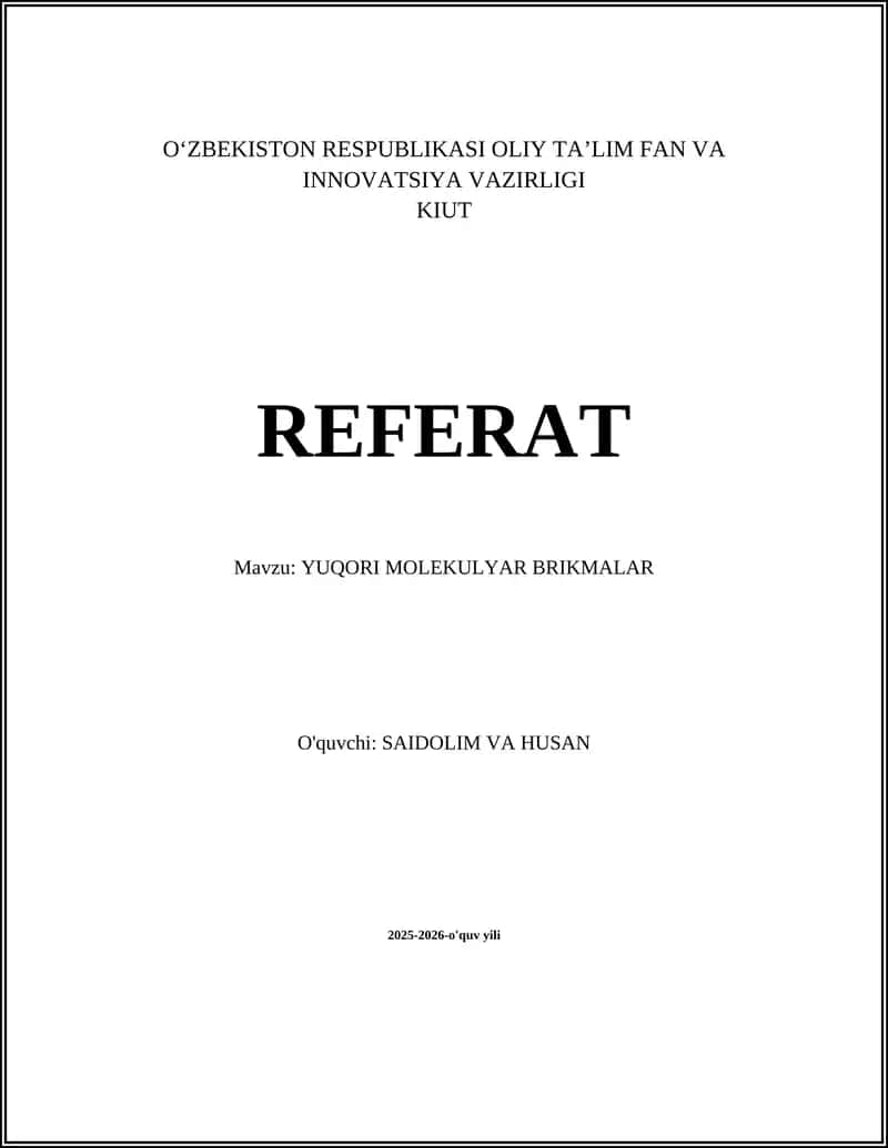 Yuqori Molekulyar Birikmalar