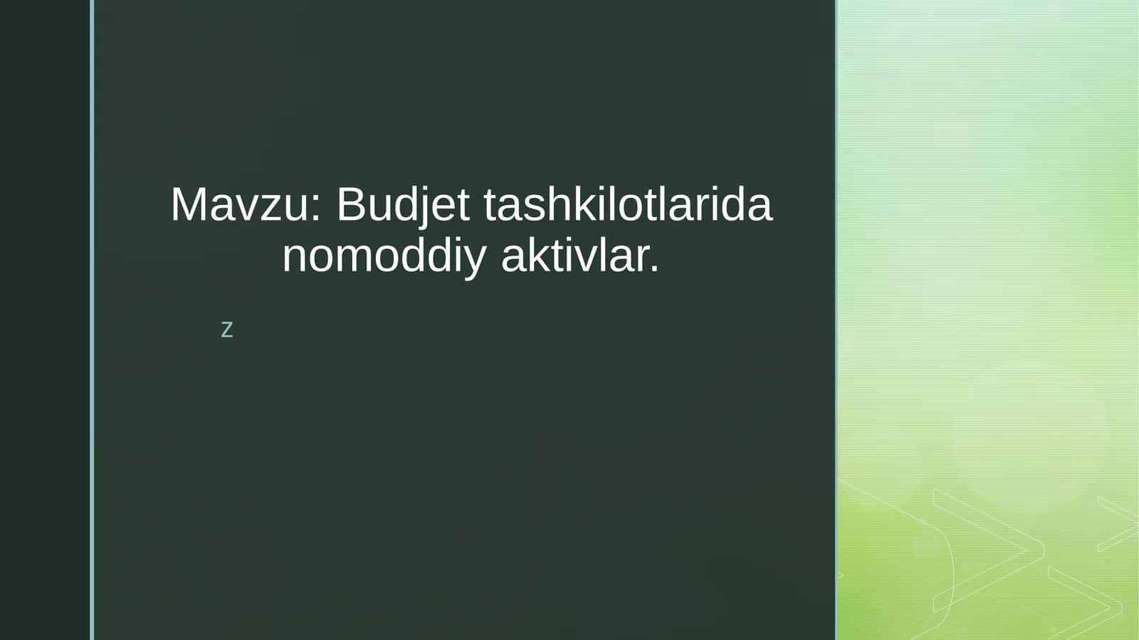 Budjettashkilotlaridan omoddiy aktivlar
