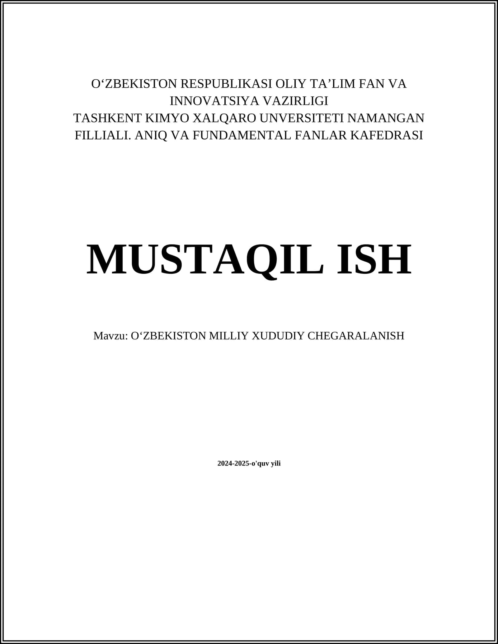 Oʻzbekiston Milliy Xududiy Chegaralanish