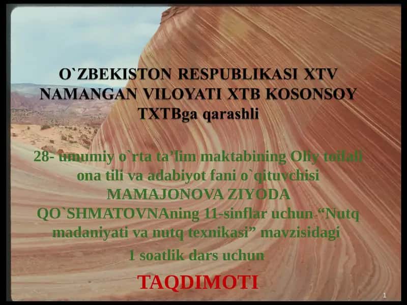 Nutq madaniyati va nutq texnikasi darsi