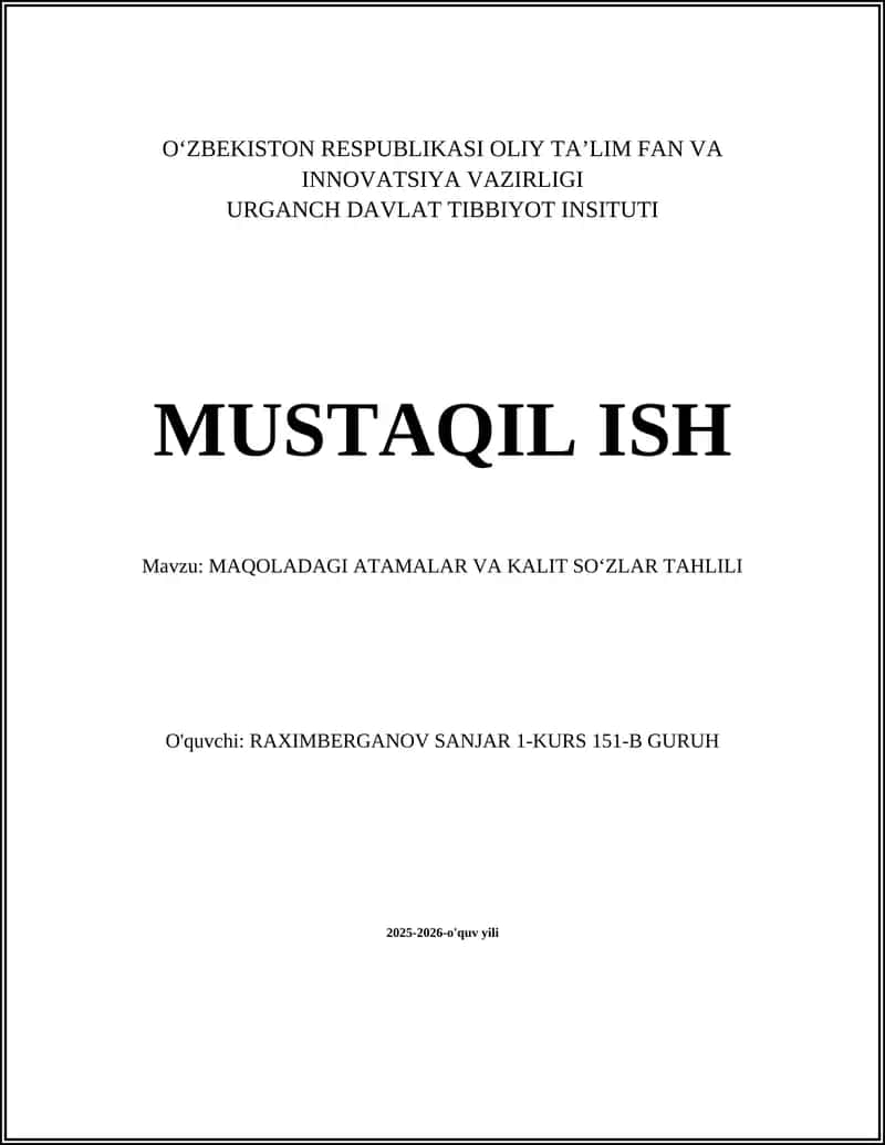 MAQOLADAGI ATAMALAR VA KALIT SOʻZLAR TAHLILI