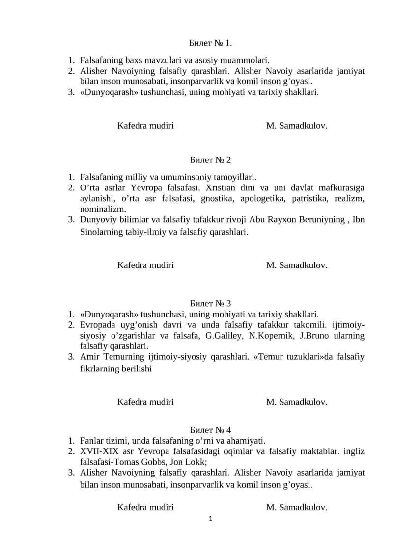 Falsafaning baxs mavzulari va asosiy muammolari