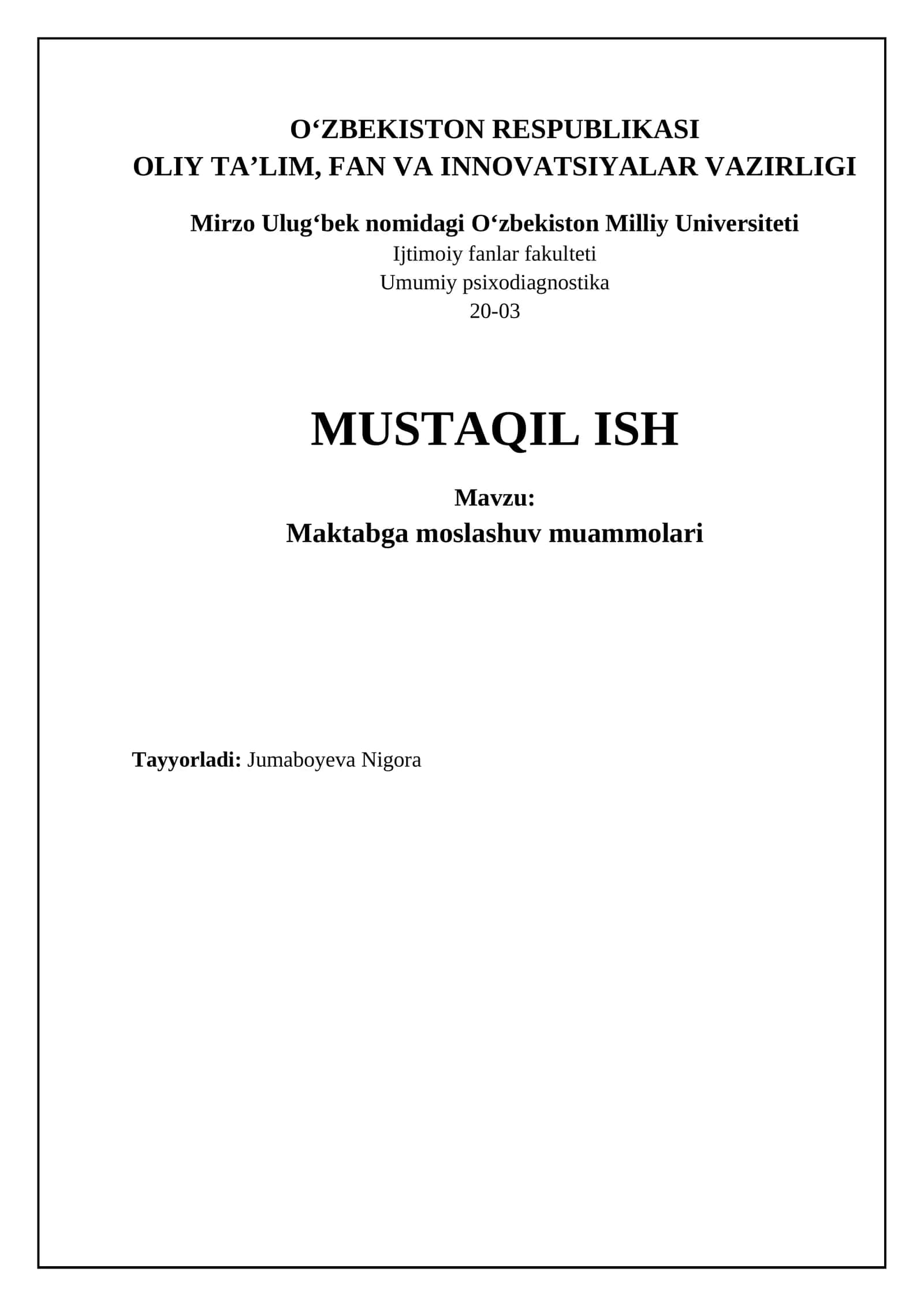 Maktabga moslashuvdagi asosiy muammolar