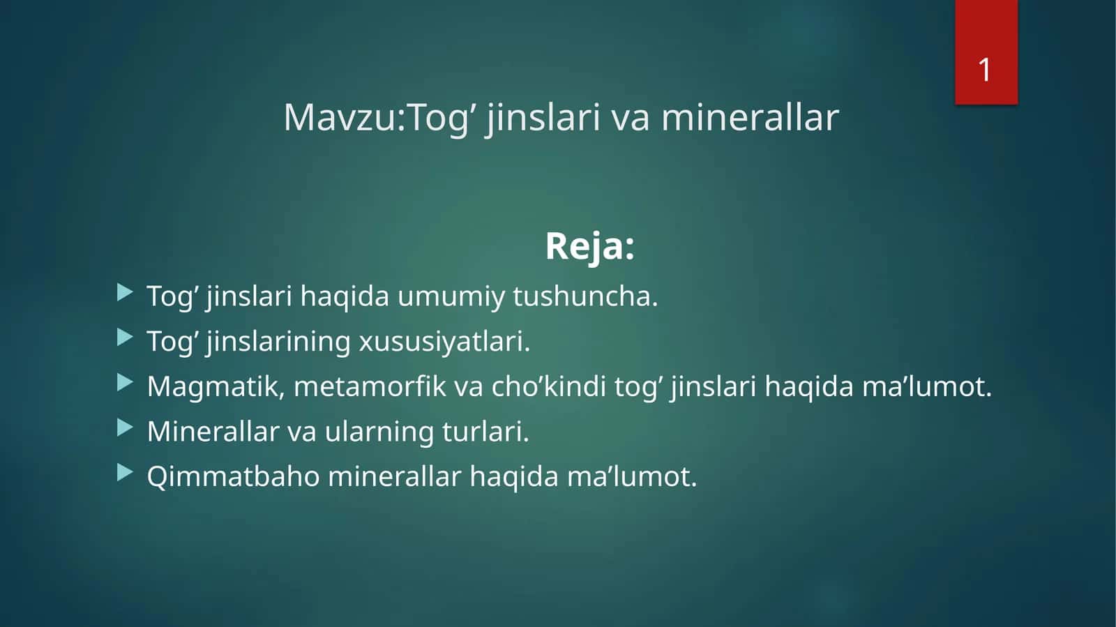 Tog’ jinslari va minerallar